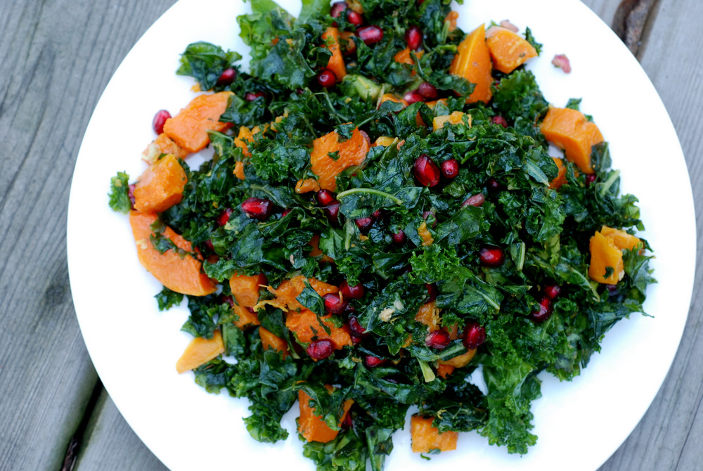 roasted butternut squash and kale salad